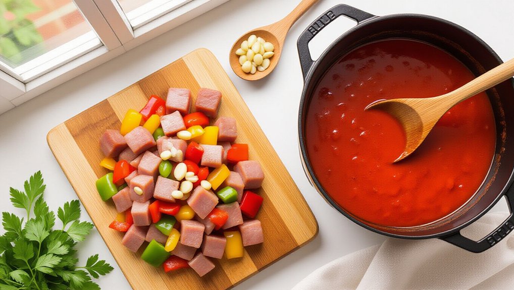 chop marinate simmer garnish