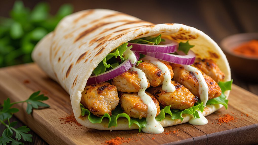 crispy chicken shawarma wrap