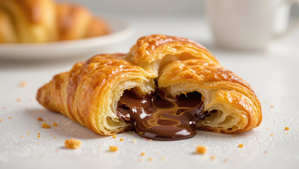 flaky buttery chocolate croissants