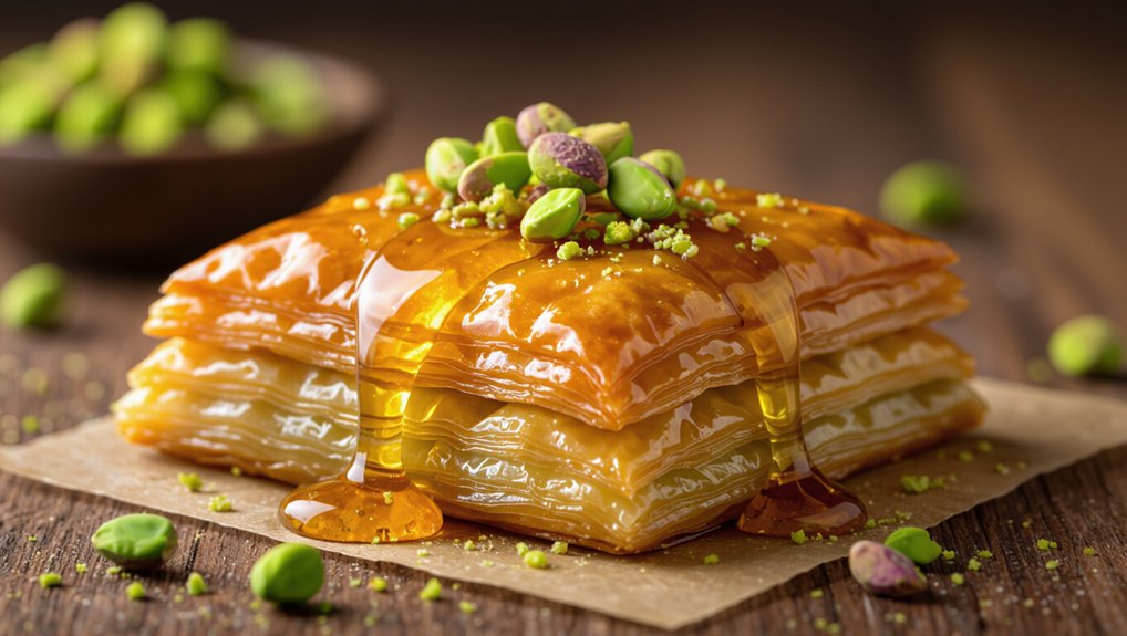 pistachio baklava with honey